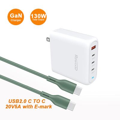 China Macbook GaN Quick Travel Charger C+A 130W High Power Charging Palladium 130w Gan Charger for sale