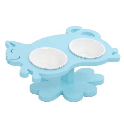 China Sustainable Cat shape Food Bowl stand for Cats and dog for sale