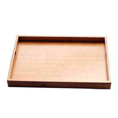 China Handmade Custom Large Bamboo Wood Serving Tray with Handles for Breakfast, Coffee, Drinks for sale