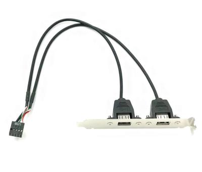 China COMPUTER 2 Ports USB 2.0 Female to Dual 9pin Header Cable Back PCI Panel Bracket For Desktop Computer for sale