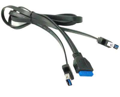 China COMPUTER IDC 20 Pin to 2 Seperate Female USB 3.0 Extension data Cable for sale