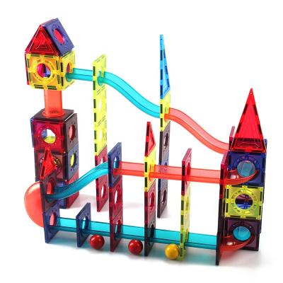 China Building Toy 108 Pieces Magnetic Roller Coaster Building Block Track Marble Race Tiles DIY Maze Ball Running Toy for sale