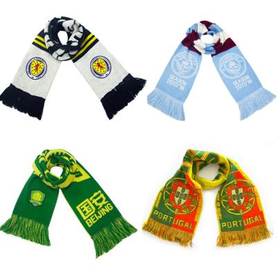 China Long Side Fan World Cup Soccer Team Clubs Knitted Scarf Double Side Fan Knitted Scarf With Logo Customized for sale