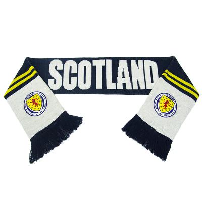 China Long Length Soft Printing Long Soccer Custom Knit Scarf For Soccer Club With Tassels for sale