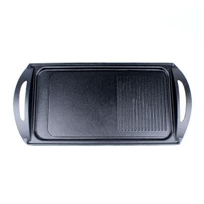 China Oven Matte Black Enamel Coating Roasting Barbecue Frying Pan Cast Iron Grill Griddle Traditional Universal Pan for sale