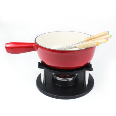 China Viable Enameled 8.25 Inch Cast Iron Cheese Fondue Set for sale