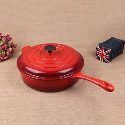 China Sustainable Cast Iron Enamel Boiling Saucepan Chicken Fryer Saucepan for sale