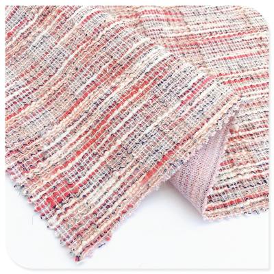 China Double faced new jacquard fabric double side yarn dyed loop breathable tweed plaid woolen fabrics for making dress for sale