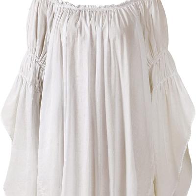 China Compressed Clothing Ladies Clothing Women Plus Size Casual Soft Spandex Lace Shrink Cuffs Cotton Pleated Canvas Top for sale