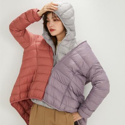 China Winter Breathable New Down Jacket Women's Lightweight Warm Hooded Fashion Short Plus Size Down Coat for sale