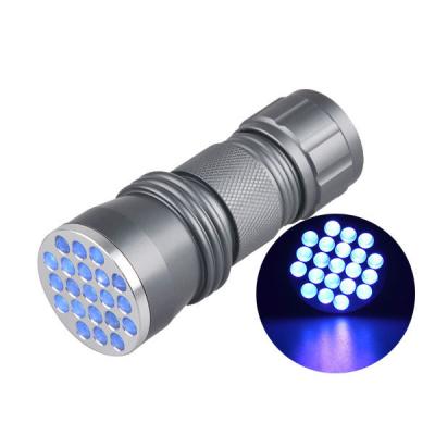 China Cheap Emergency Aluminum And Plastic Material Small 395nm 400nm 21 LED Flashlight UV Torch for sale