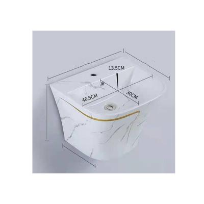 China Modern Luxury Bathroom Ceramic Sink Wall-hung Pedestal Hand Wash Sink for sale