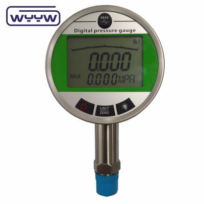 China 5 Digit Digital Pressure Gauge 100mm High Accuracy With LCD Battery for sale