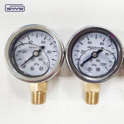 China 40 mm wijzerplaat ss304 type borodon buis verticaal 0-10bar/psi olie gevulde drukmeter 1-1/2 Te koop