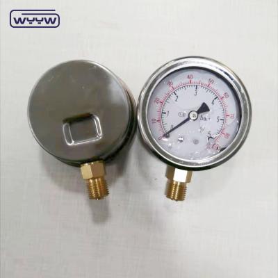 China Roestvrij staal 63 mm Radial Connection Glycerine Oil Filled 600bar Hydraulische drukmeter Te koop