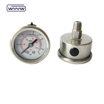 China Roestvrij staal Bourton buis Vloeistof gevulde drukmeter zwaar 63mm 100mm 150mm Te koop