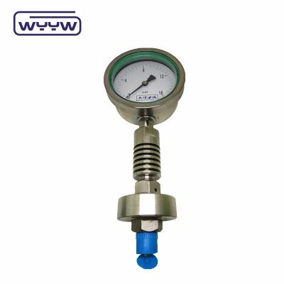 China 4 inch Dial Grootte Hoogtemperatuur Drukmeter Aanpasbaar Drukbereik Bottom Connection Mounting Te koop