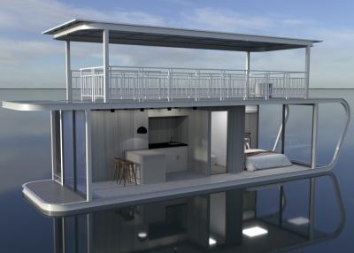 China Sich hin- und herbewegendes Boots-Eisen Keel Prefab Shipping Container House für Ausstellung zu verkaufen