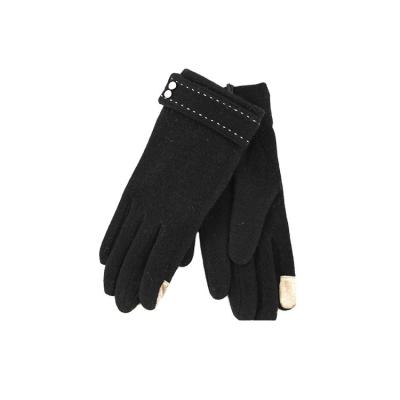 China Wholesale Anti-slip Black Woolen Gloves Loose Stretch Warm Women For Winter for sale