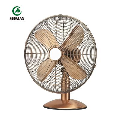 China 30W 3 Speed 10 Inch 4 Blades Head 2020 Retro Small Table Fan High Quality Electric Vintage Metal Tilt Adjustment 3 Speed Desk Fan for sale