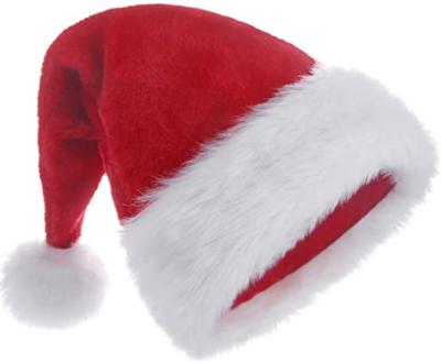 China New Classic Warm Christmas Santa Hat With Comfort Lining&Plush Edge for sale