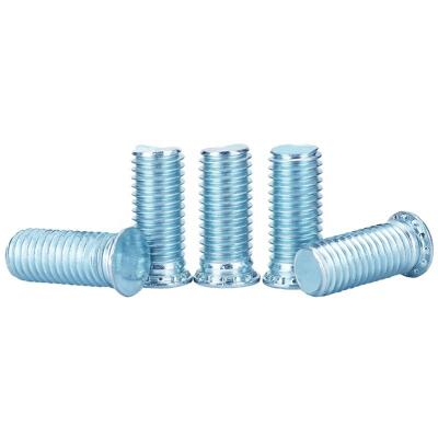 China Round Flat Head Metric Various models blue zinc plated Carbon steel FH-M5,M6,M8 Self Lock Clinching Screw for Sheet Metal for sale