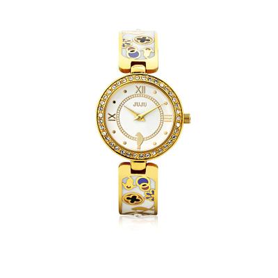 China Top Brand Women's Luxury Diamond Custom Alloy Band Full Enamel Quartz Wristwatch Women's Quartz Watch for sale