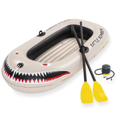 China Warter Sports 1 Adult + 1 Child HF 61108 Inflatable Canoe Kayak Battle Bomber Rubber Raft With Oars Paddle for sale