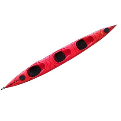 China Sea - River - Lake - Professional Ocean Pedal & Rudder Ocean Sea Trip Three Person Seats Plastic Sit In Kayak Hard Boat With Rudder for sale