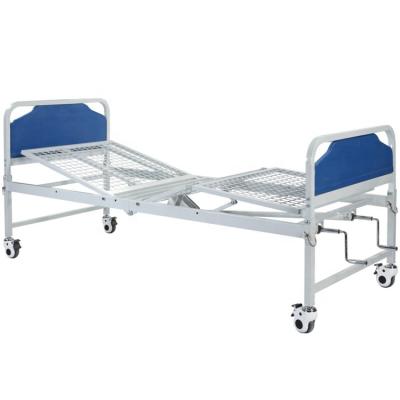 China Contemporary Easy Folding Mesh Type Bed Board Medical Care 4 Wheels Two Function Manual Hospital Medical Beds for sale