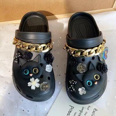 China Custom Flower Cat Chains Butterfly Accessories Decorative Charm DIY Clog Buckle Suitable For Croc Shoes for sale