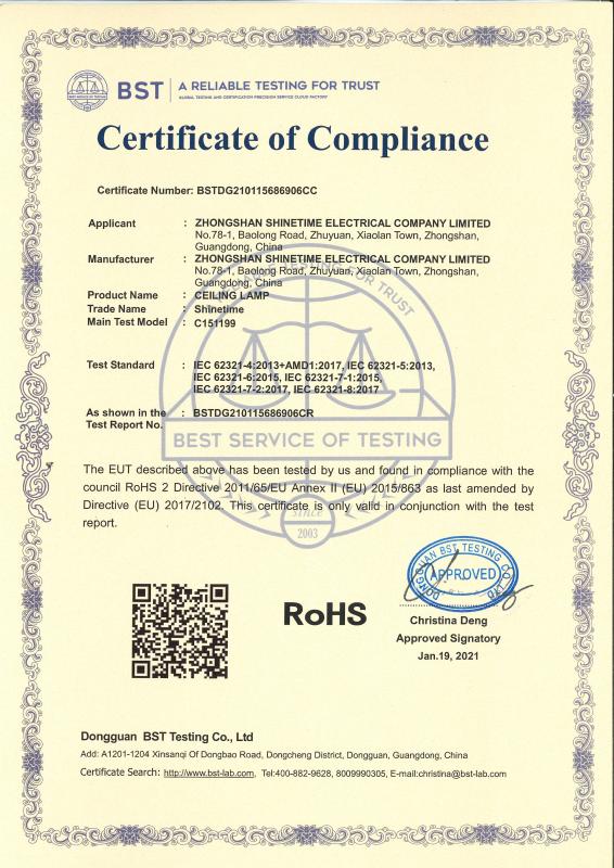 RoHS - Zhongshan Shinetime Electrical Company Limited