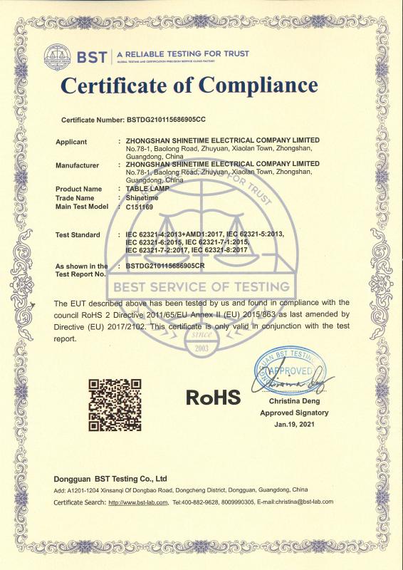 RoHS - Zhongshan Shinetime Electrical Company Limited