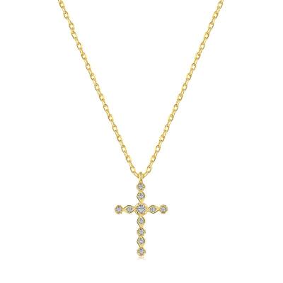 China Tasty Jewelry s925 Sterling Silver Cross Necklace Women 18K Gold Plata Layer Zirconia Pendant Minimalist TRENDY Necklaces for sale