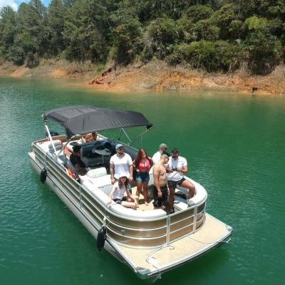 China Sea - River - Lake Outdoor Aluminum Pontoon Boat 23ft - Ocean Double Float From Factory Wholesale 7m Full Welded Family Parts For Recreation for sale