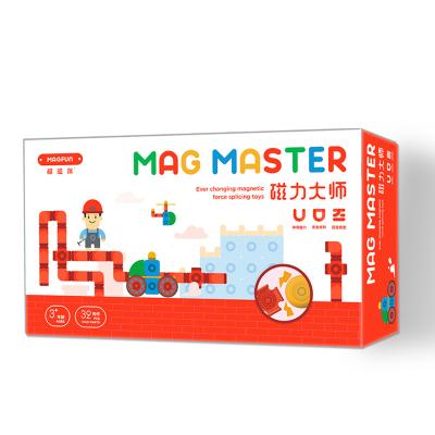 China Magnetic Blocks 32pcs Magnetic Building Tiles Blocks Plastic Building Toys Set For Kids CPSC, CE, EN71, ASTM for sale