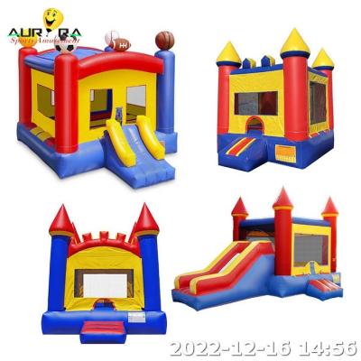 China Casa de salto inflable con tobogán azul amarillo castillo de salto en venta