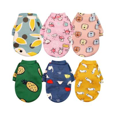 China Hot Sale Fleece Stocked Cartoon Cute Printed Dogs Clothes Teddy Dog Clothes Pet Sweater for sale