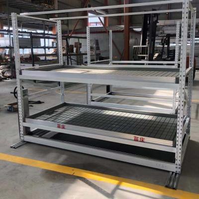 China Double Layers Seedbed Ebb And Flow Greenhouse Rolling Bench Grow Tables for sale