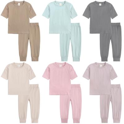 China Casual Baby Boy Clothes Kids Clothing Cotton Toddler Boys Girls Short Sleeve T-shirt 2 Piece Sets Kids Summer Clothing 9M-7Y RS01125 for sale