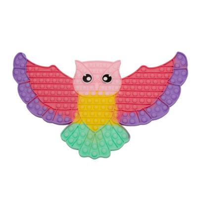 China Educational Funny Toy Rainbow Silicone Bubble Poppets Toy Cute Animals Popular Sensory Stirring Person Doll Pushing Stirs Toy For Stress Reliever Game for sale