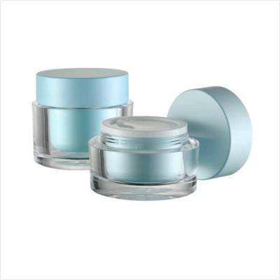 China Eco-vriendelijke kleurrijke dubbele wand plastic crème pot voor huidverzorging crème 50g Te koop