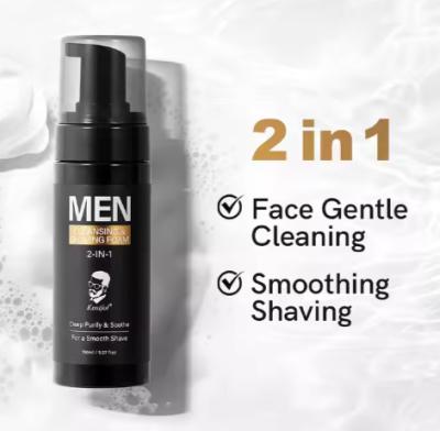 China Gráfico 2 em 1 Aminoácidos naturais limpador facial espuma suavizar bigode homens auto-cuidado Mousse de barbear à venda