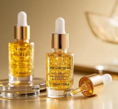 China 24k soro de ouro essência facial produtos de cuidados com a pele de clareamento soro de colágeno rosto orgânico vitamina C à venda