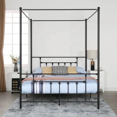 China Vintage Decorative Antique Style Modern Design Simple Ball Queen Size Metal Canopy Bed Frame For Kids for sale