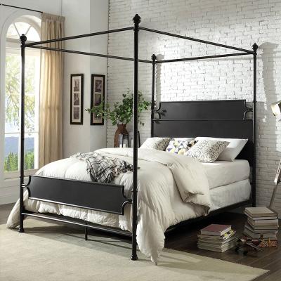 China Amazing Modern Design Design Iron Furniture Metal Double King Canopy Mosquito Net Double Bed for sale