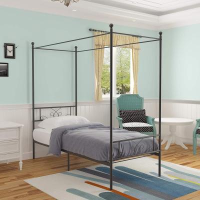 China Modern Design Mosquito Net Bed Europe Style Double Size Bed Furniture Metal Canopy Gold Twin Single Bed For Girls for sale