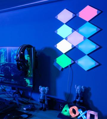 China Modern Lines Modular Light RGB Canvas Game Thombus Triangle Hexagon Wall Can Be Spliced Smart Panel Lamp for sale