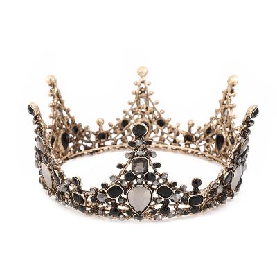 China Wedding Round Baroque Luxury Bridal Crown Rhinestone Crown Beauty Pageant Crown Hair Accessories for sale