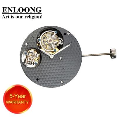 China 2020 ENLOONG Real Luxury Double Tourbillon Movement With Colors OEM LOGO ELT0383 Golden Tourbillon Watch Manual Winding Movement for sale